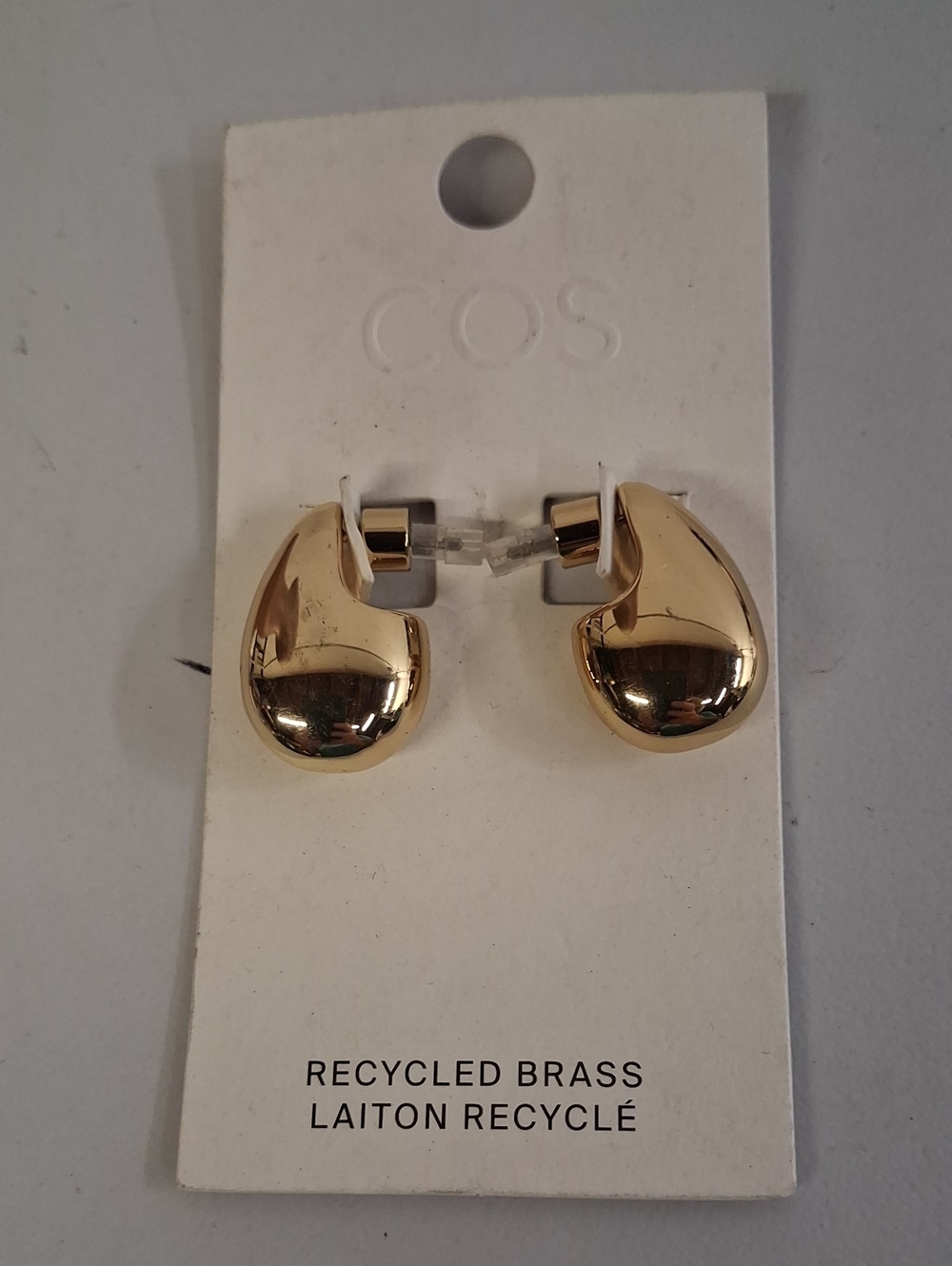 NWT Womens COS Polished Gold Drop Stud Earrings